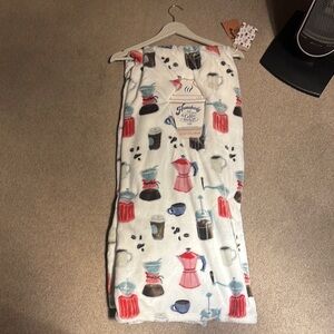 Anthropologie Coffee-Themed Blanket in White and Red
